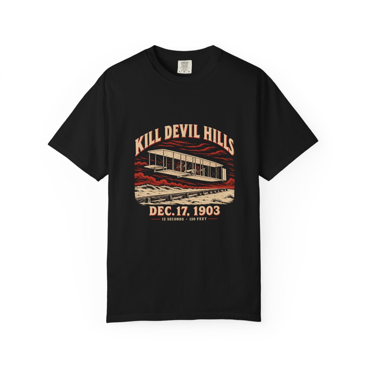 12 Seconds Woodcut Heavyweight Tee, Black front mockup, view 1