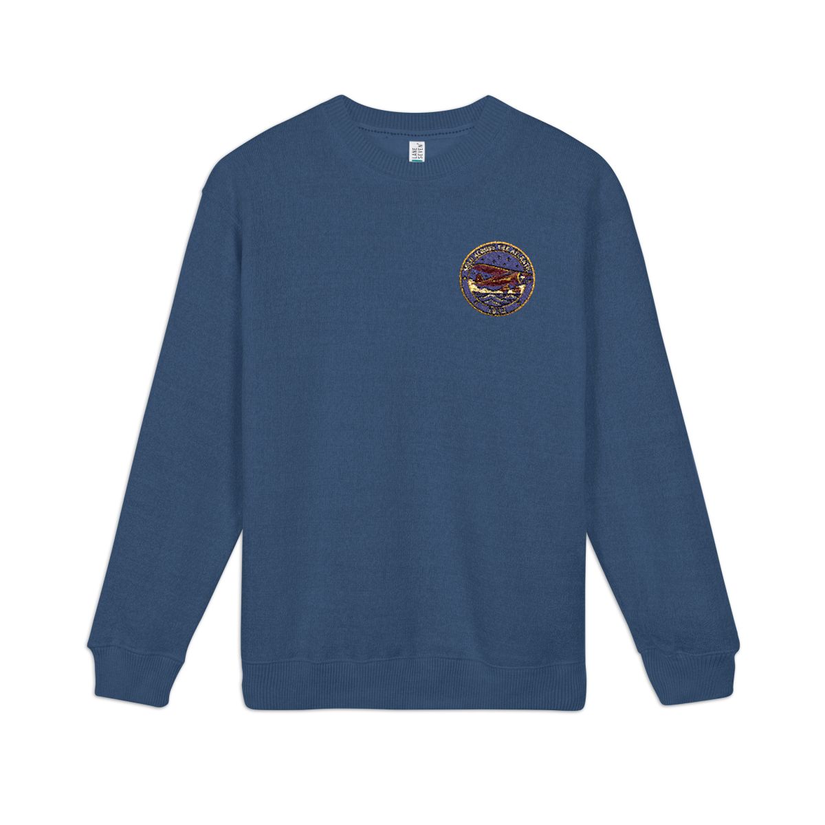 15 Hours Left-Chest Embroidered Crewneck, Navy Blue front mockup, view 1